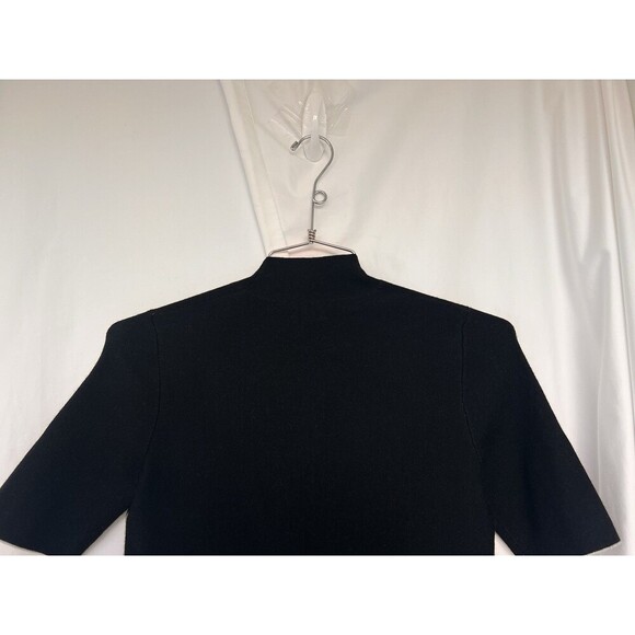 Theory Black Wool Blend Mock Neck Short Sleeve Sweater Dress S Minimal Classic - Picture 4 of 6